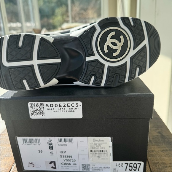 Chanel White and Black Sneakers - Picture 6 of 10